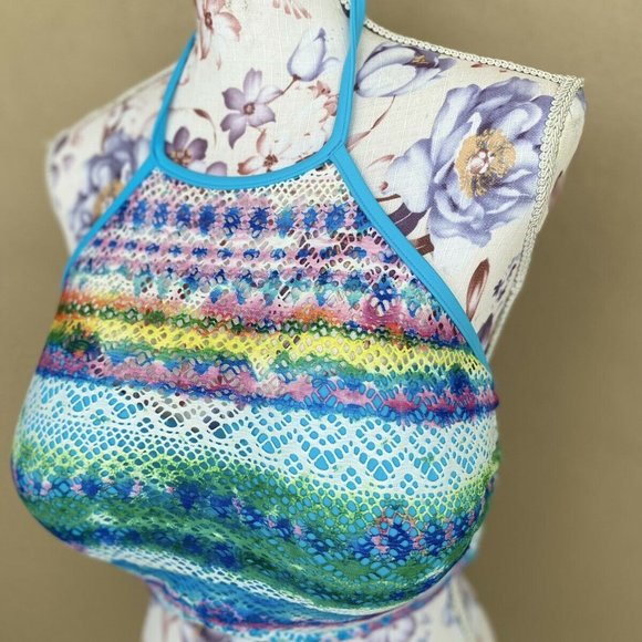 Venus Crochet Bikini Top DD Blue Boho Underwire - Picture 3 of 4